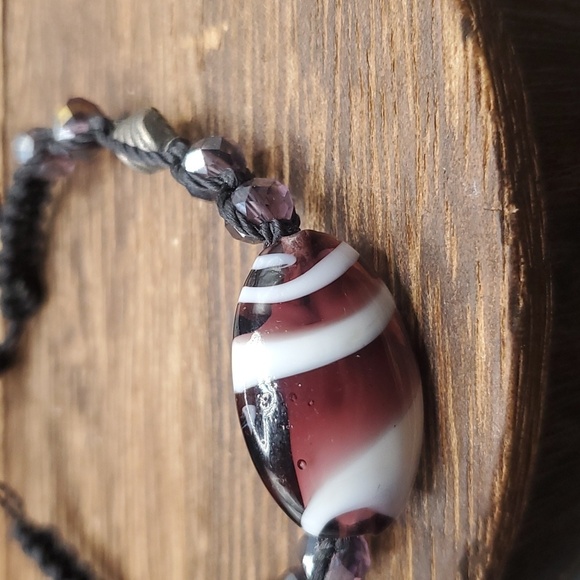 B2428 artisan Hand-blown jasper vein glass‎ bracelet - Picture 2 of 4